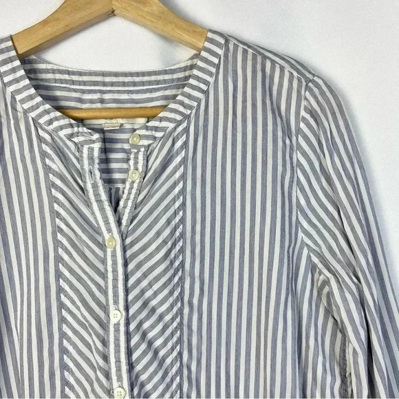 Ann Taylor LOFT Blue & White Mixed Stripe Long Sleeve Button Down S - Picture 3 of 3